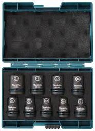 [E-16570] Set Dados Impacto Corto 1/2" X 9U.(8,10,12,13,14,16,17,19,21Mm) Makita (E)