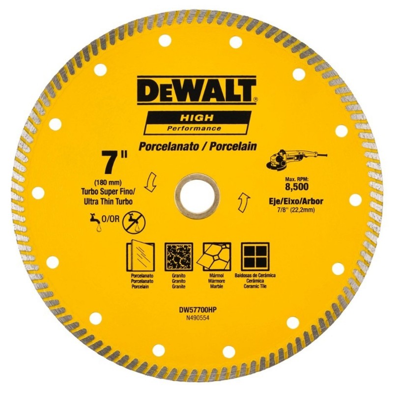 Disco Diamantado 7" Ultra Fino Turbo (180 x 1.6mm) Dewalt