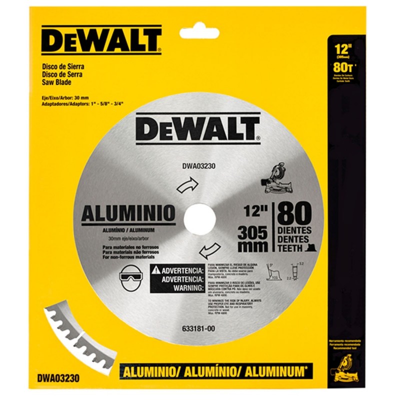 Disco Sierra para Aluminio 12" - 80 Dientes Dewalt