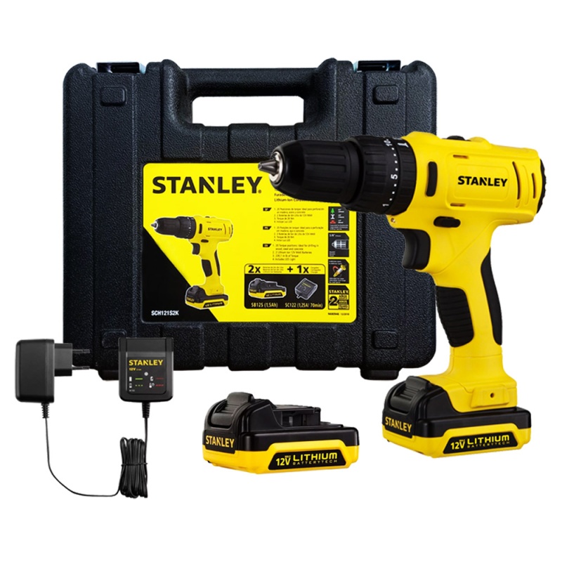 Taladro Inalambrico Percutor 3/8" 12V + 2 Bat 1.5 Ah + 1 Cargador Stanley