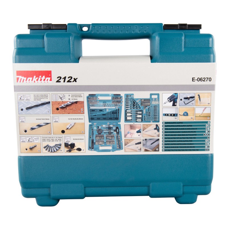 Set De Brocas Y Puntas (Metal, Mamposteria Y Madera) 212Pcs Makita