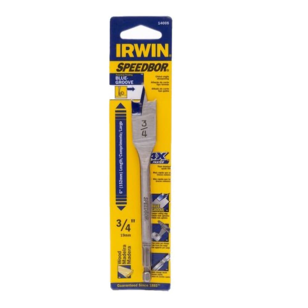 Brocas Planas Madera Speedbor Bluegroove, Standard (6") Drill Bit 3/4" Tarjeta Individual Irwin