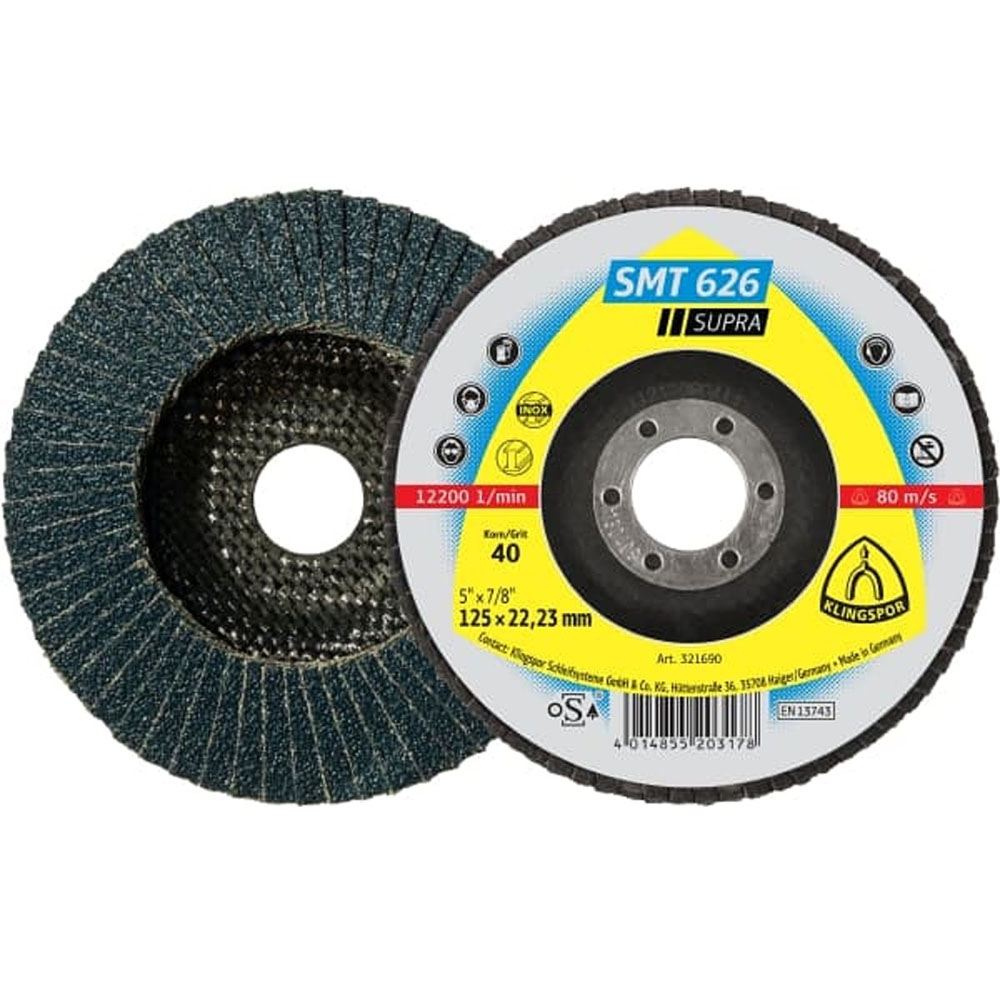 Disco Flap 4-1/2" G40 Concavo Te/Supra/Smt626/Cs461X/40/N/Gew/115X22,2 Klingspor