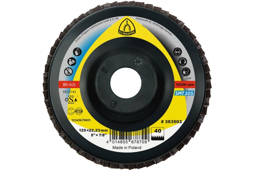[383504] Discos Flap 4-1/2" G80 Concavo Plato Plastico 6° TE/SMT105/115X22,23 Klingspor