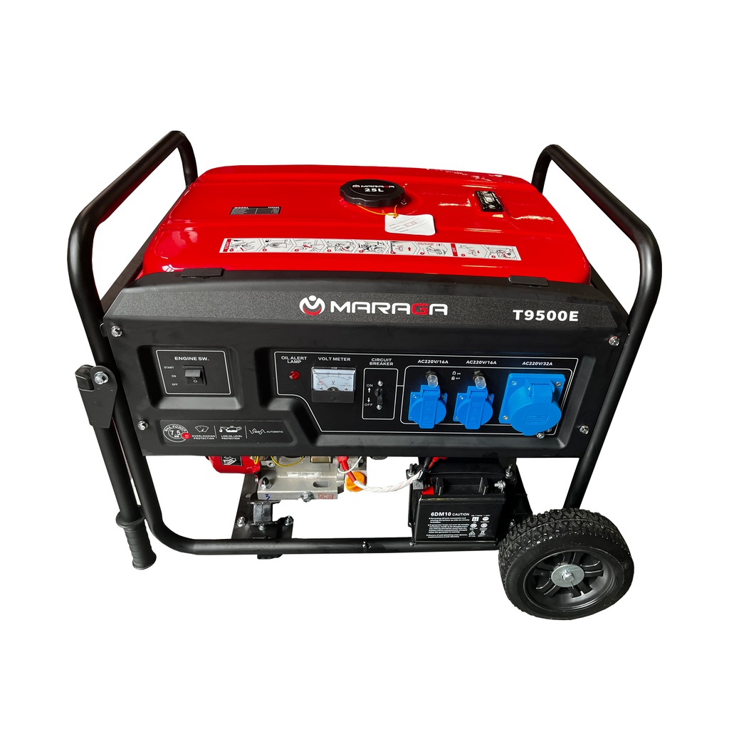 [T9500] Generador a Gasolina 7.5 Kw 220V Monof. + Encendido Eléctrico + Llantas +Jalador Maraga