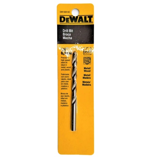 [DW130014C] Broca Hss - 1/4" - 6.4Mm Dewalt