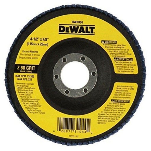 [DW8306] Disco Flap 4-1/2" x 7/8" Grano 36 Dewalt