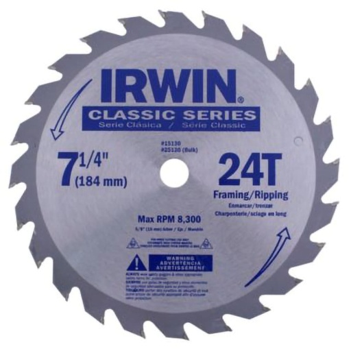 [15130LA] Disco Sierra Circular Portatil 7-1/4" x 24T, 5/8" (Universal) Blister Irwin