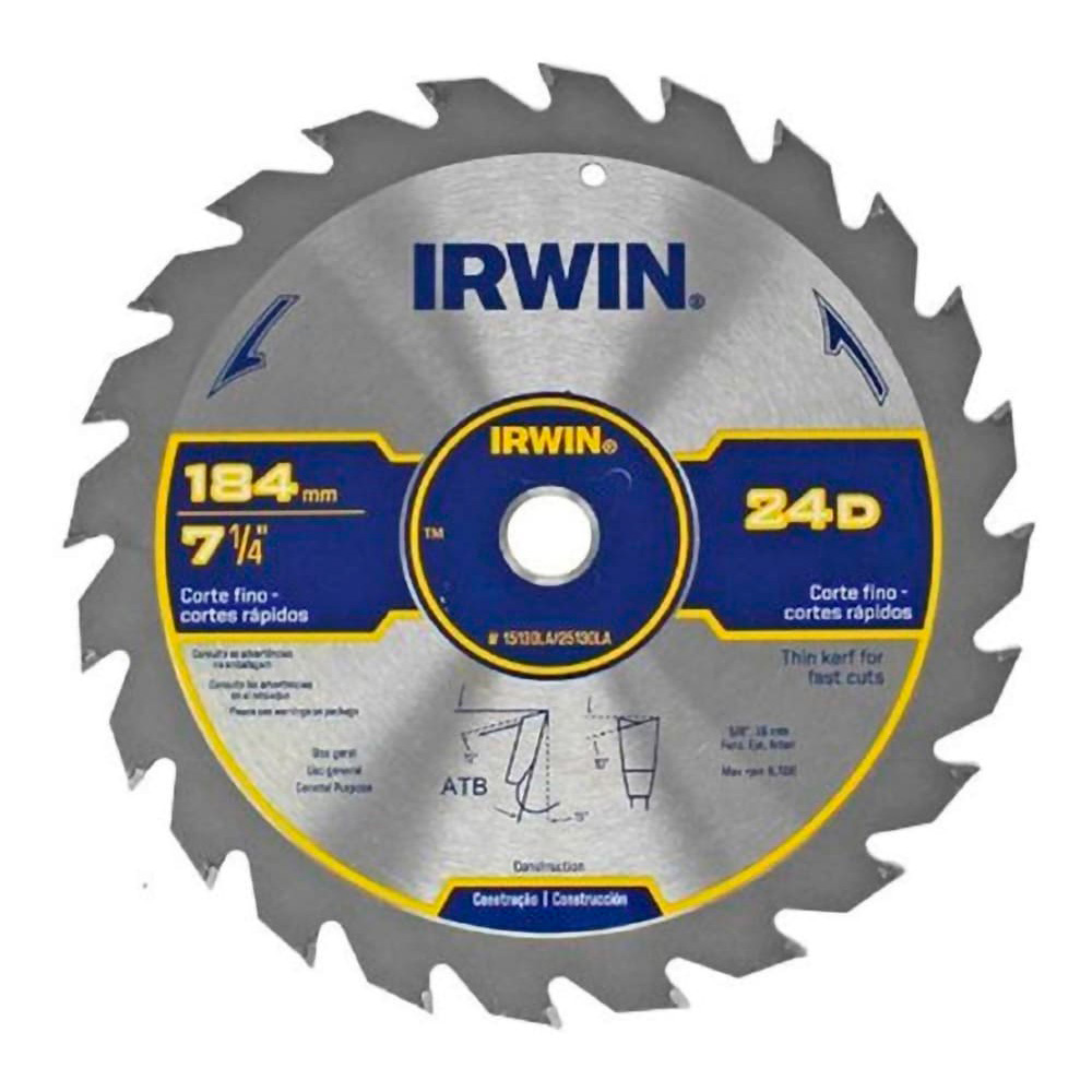 [25230LA] Disco Sierra Circular Portatil 7-1/4" x 40T, 5/8" Universal Granel Irwin