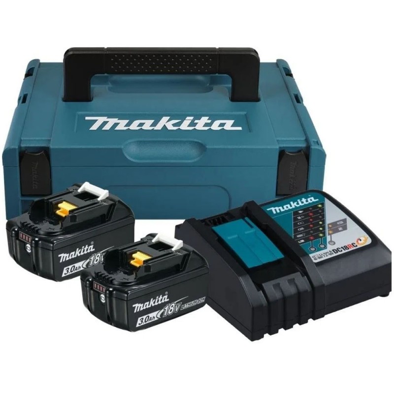 [197952-5] Makpac 2 Baterias 3.0Ah 18V Lxt (Bl1830B) + Cargador Simple Rapido Makita