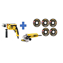 [DWD024-K14] Kit Taladro 1/2" 650W DWD024 + Esmeril / Amoladora 4-1/2" 750W DWE4010+ 5 Discos DW44618 Dewalt