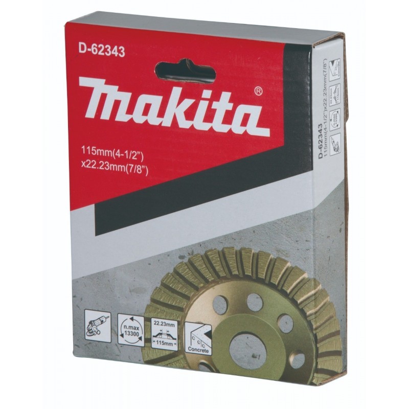 [D-62343] Copa Diamantada Concreto 4.5" X 22Mm.Segmento Continuo Tipo Turbo. Makita