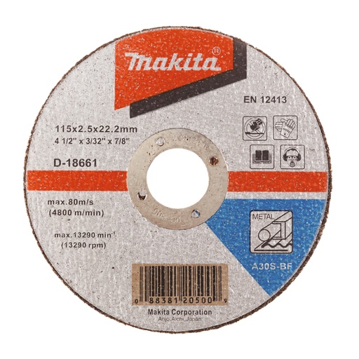 [D-18661] Disco Abra Corte Metal 4.5" X 2.5Mm.(A30S-Bf) ** Makita