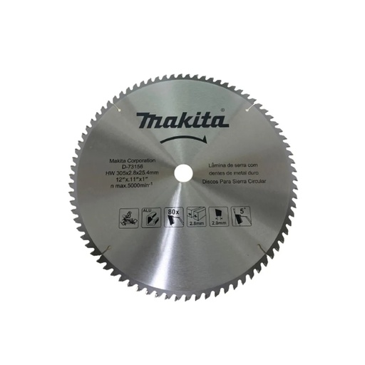 [D-73156] Disco Sierra Para Aluminio 12" X 25.4. 80 Dientes* Makita