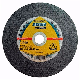 Disco Abrasivo Corte 7" (180 mm) * 1/16" (1.6mm) Kt/Special/A46Tz/S/Ger/180X1,6X22,23 Plano Klingspor