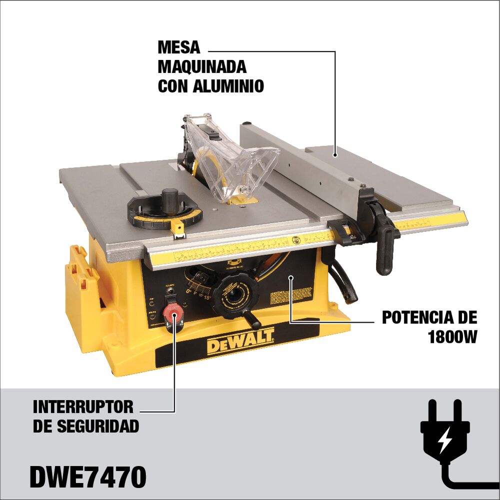 Sierra de Mesa/Banco de 10" 1800W 5000Rpm DWE7470-B2 Dewalt