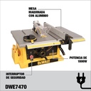 Sierra de Mesa/Banco de 10" 1800W 5000Rpm DWE7470-B2 Dewalt