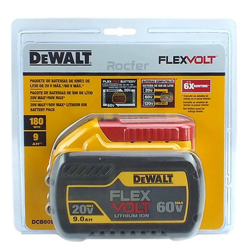 Batería Ion Litio 20V / 60V 9.0Ah Dewalt DCB609-B3_5