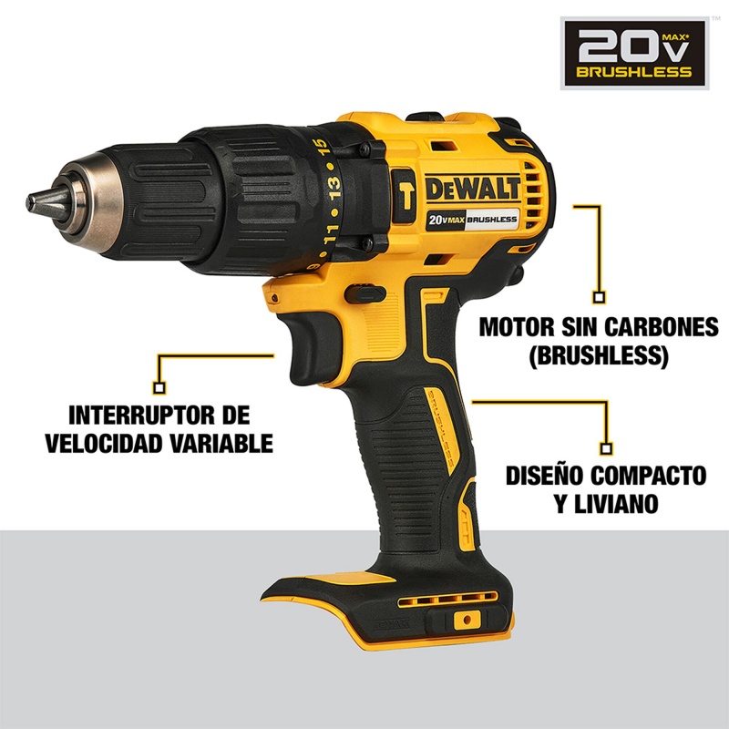 Taladro Percutor 1/2" 20V XR 65Nm 1 Bat 3.0 Ah Dewalt DCD7781L1-B2_6