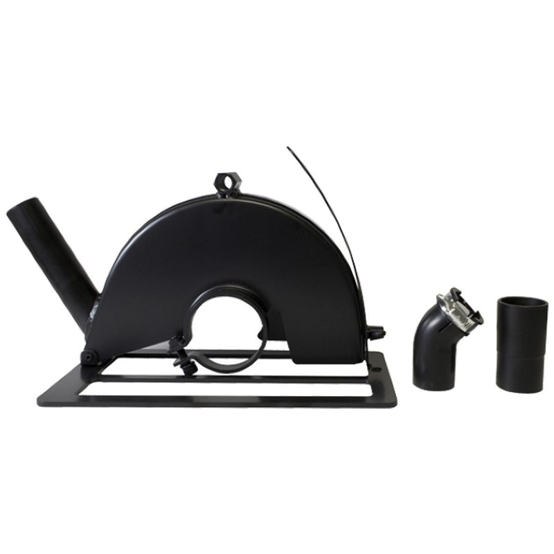 Guarda De Corte 9" Regulable Con Base Y Toma De Polvo Metalico Negro Amoladora_2