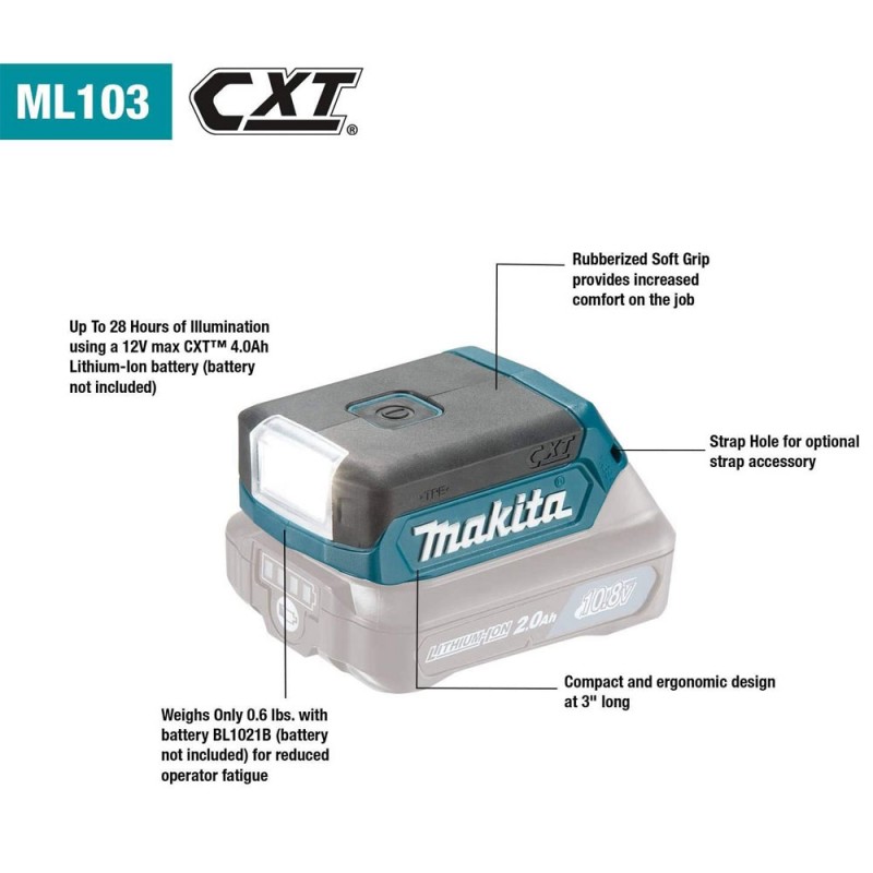 Mini Linterna CXT 12Vmax 100 Lm (Sin Bateria/Sin Cargador) Makita ML103_3