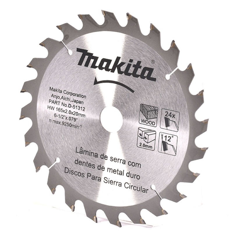 Disco de sierra para madera TCT (6-1/2 x20 mm x2.0mm) 24 DIENTES Reductor 5/8"_2