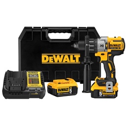 [DCD996P2T-B2] Taladro Percutor 1/2" 20V MAX Brushless XR con 3 Veloc. Incluye Cargador + 2 Baterias 5Ah + Caja de Plástico Dewalt