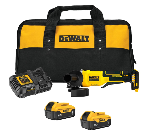 Esmeril 4-1/2"(115mm)/5''(125mm) 20V Max + 2 Bat. 5 Ah + Cargador con Sist. Hombre Muerto Dewalt