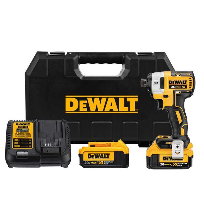 Atornillador Impacto 20V Xr Sin Carbones Caja Plástica, Cargador + 2 Baterías Compactas Lithium 4Ah Dewalt