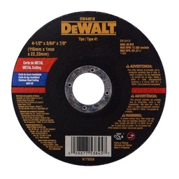 [DW44618] Disco Abrasivo Corte Inox 4-1/2" x 3/64" (1mm) Dewalt