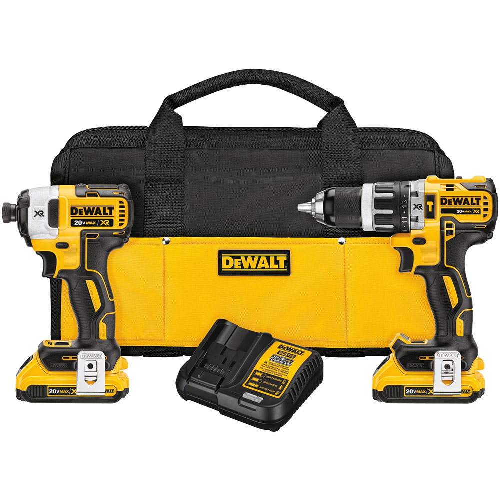 Combo Taladro Percutor 20V + Atornillador de Impacto 20V + Baterias 2Ah. DCK287D2-B2 Dewalt