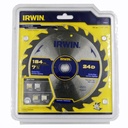 Disco Sierra Circular Portatil 7-1/4" x 24T, 5/8" (Universal) Blister Irwin