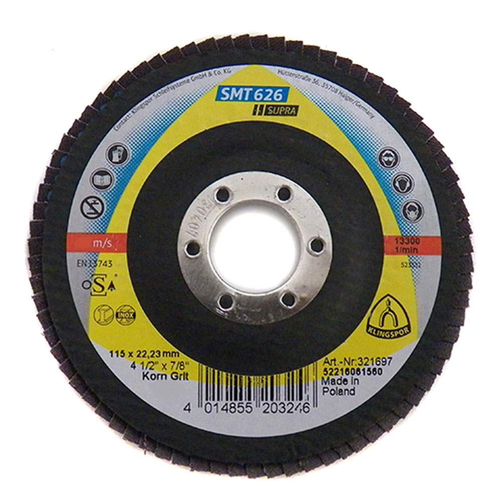 Disco Flap 4-1/2" * Grano 80 - Te/Supra/Smt626/Cs461X/80/N/Gew/115X22,2 Klingspor