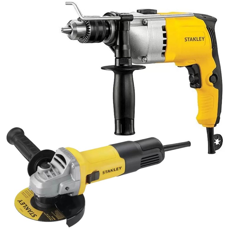 Kit Taladro Percutor 1/2" 800W (STDH8013-B2) + Esmeril Angular 4-1/2" 710W STGS7115-B2 STDH8013-K10 Stanley