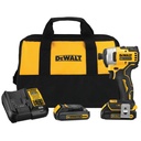 Atornillador de Impacto 1/4" (6mm) 20V Atomic Brushless + 2 Baterias 20V MAX 2AH + Cargador+ maleta lona Dewalt