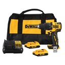 Taladro Percutor 1/2" (Sin Carbones) 20V Atomic + 2 Baterias 20V MAX 2AH + Cargador Dewalt