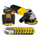 Combo Esmeril Angular 4 1/2" 710W + 10 Discos STGS7115K10-B2 Stanley + Bolsa De Herramientas Pequeña 9" Stanley