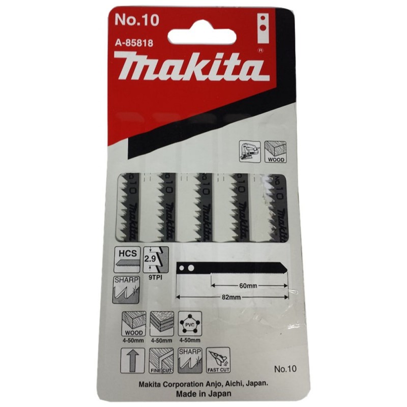 [A-85818] Sierra De Calar Para Madera (Para Terminaciones) Hcs (60 Mm.) 9 Dientes X Pulg. (5 Pcs) Makita