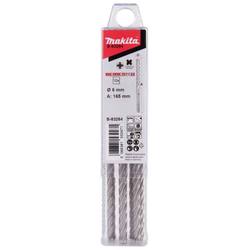 [B-63264] Broca Nemesis Ii Sds Plus 6 X 100 X 165Mm. (10Pcs) Makita