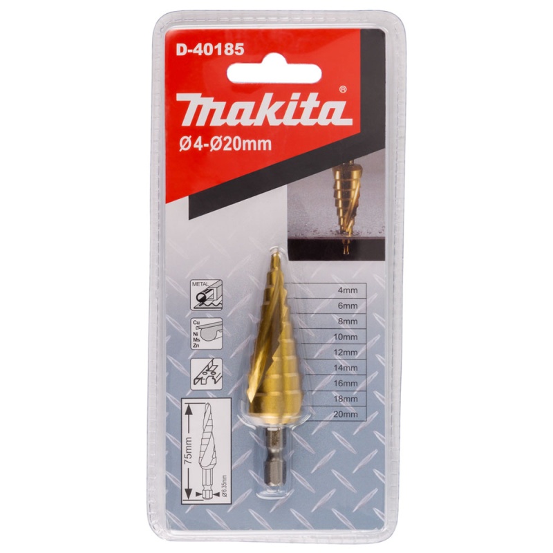 [D-40185] Broca De Paso Espiral Recubrimiento De Ti (4 - 20 Mm) Makita