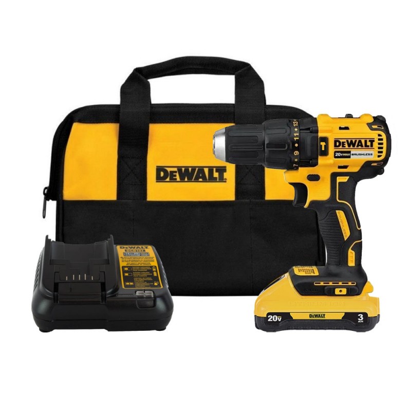 [DCD7781L1-B2] Taladro Percutor Sin Carbones 20V Xr + 1 Bat 3.0 Ah + Cargador + Maleta Lona Dewalt