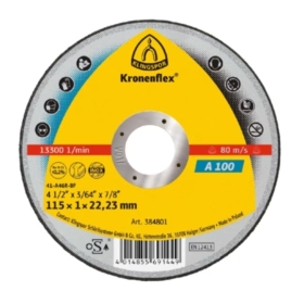 [384822] Disco Abrasivo Corte 7" (180 mm) * 1/16" (1.6mm) Kt/A100/S/Ger/180X1,6X22,23 Klingspor