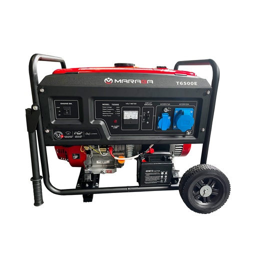 [T6500] Generador a Gasolina 5.5 Kw 220V Monof. + Encendido Eléctrico + Llantas + Jalador Maraga