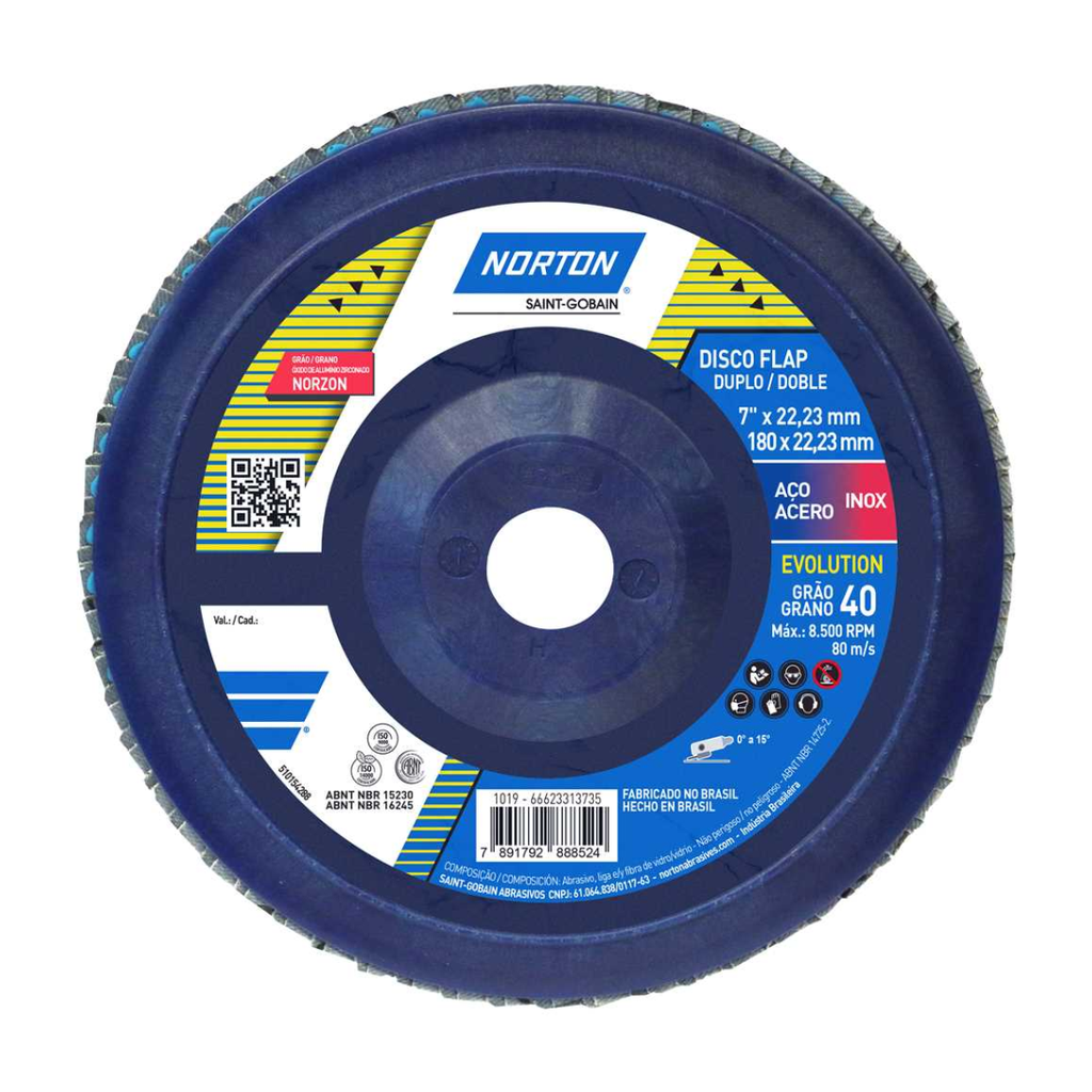 [66623313735] Disco Flap 7" x 7/8" Grano 40 Evolución R822 Norton