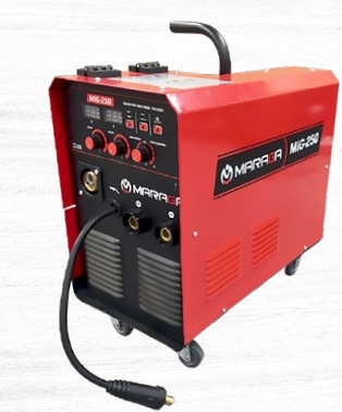 Inversora Soldadora Mig & Electrodo 250 Amp (Inc. Portaelectrodo, Cable a tierra, Antorcha tipo Bernard NQ-300, Manguera p/gas, Ruedas para Transp.) Monof. 220V Maraga