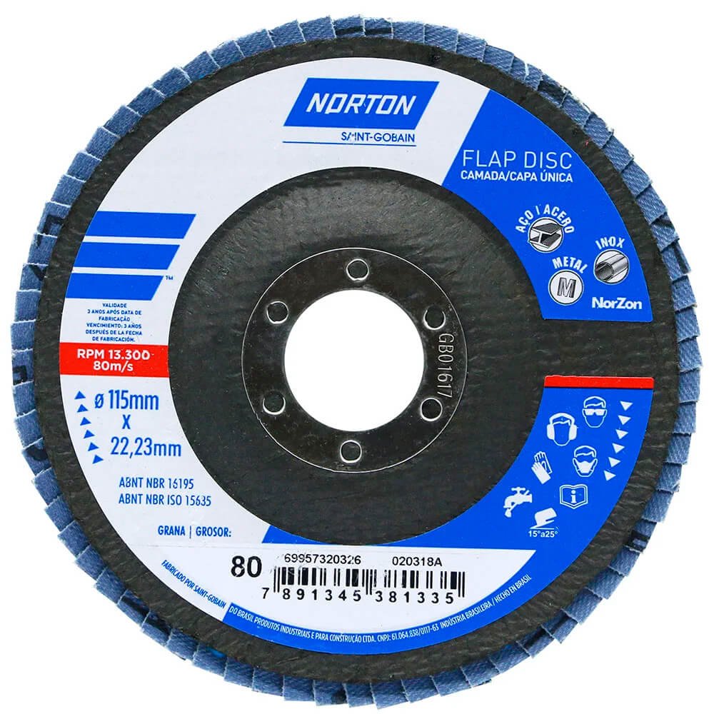 [69957320326] Disco Flap Original 4-1/2" x 7/8" Grano 80 Norton