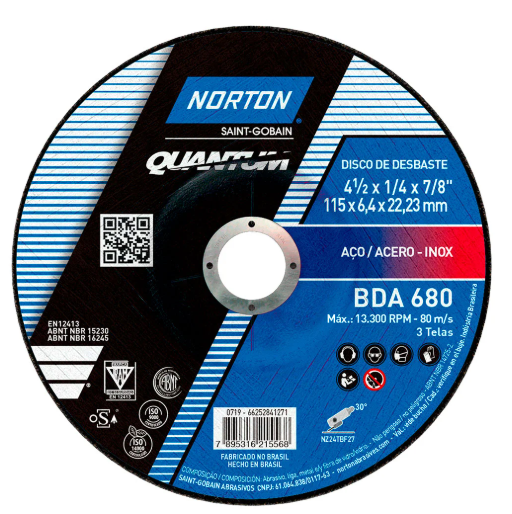 [66252841271] Disco Corte de Desbaste 4" 1/2″ X 1/4 X 7/8 Zircon BDA680 Norton