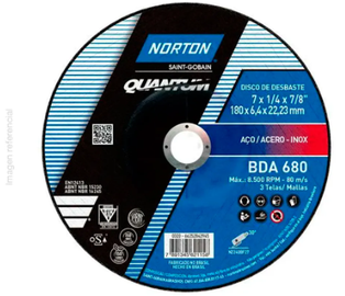 Disco Corte de Desbaste 7″ X 1/4 X 7/8 Zircon BDA680 Norton