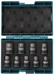 [E-16570] Set Dados Impacto Corto 1/2" X 9U.(8,10,12,13,14,16,17,19,21Mm) Makita