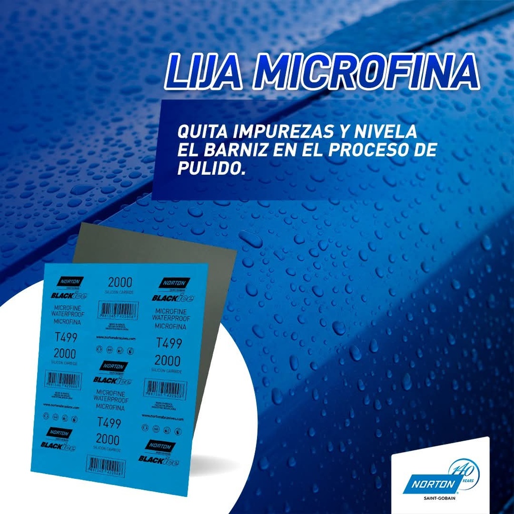 [77696093850] Pliego Lija al Agua T499 Grano 1200 9"x11" Norton